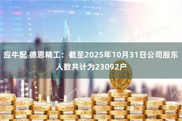 应牛配 德恩精工：截至2025年10月31日公司股东人数共计为23092户